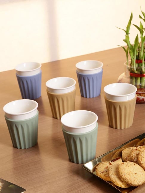 Goodhomes Multicolor Bone China Coffee Mugs (130 ml) - Set of 6