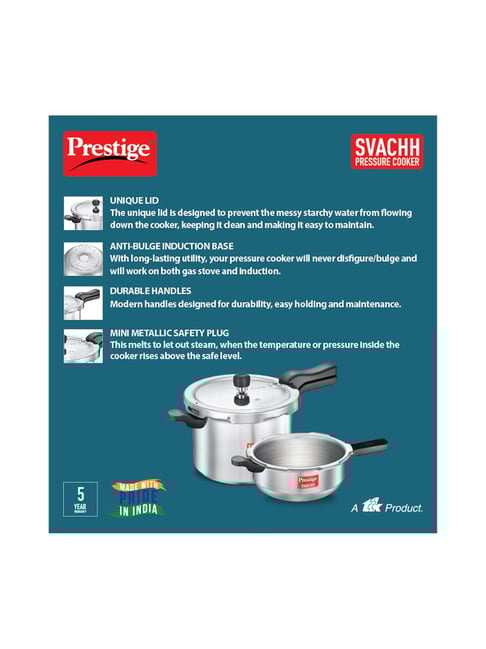 Buy Prestige Silver Pressure Cookers (5 L & 3 L) Set of 2 at Best