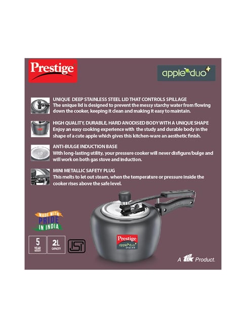Prestige Apple Duo Plus Svachh Grey Pressure Cooker (2 L) Set of