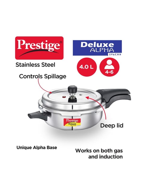 Prestige Deluxe Alpha Svachh Silver Pressure Cooker 4 L Set of 1