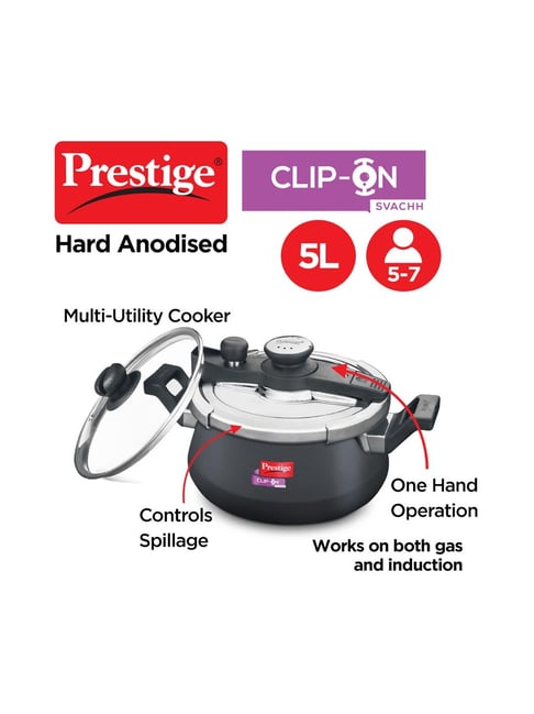 Buy Prestige Black Silver Pressure Cooker (5 L) Set of at - Main Image