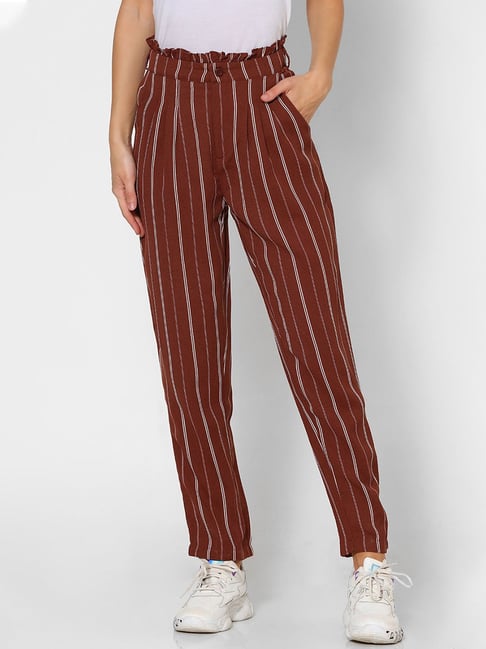 Buy Beachbum Red Pinstripe Pattern Side Slit Pant Online  Aza Fashions