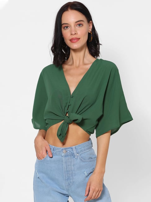 forever 21 green crop top
