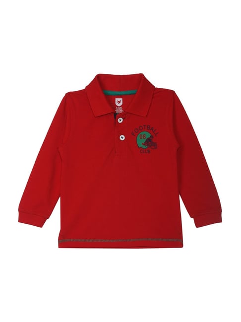 612 League Kids Red Cotton Printed Polo T-Shirt