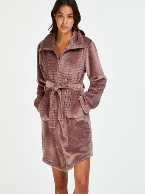 Short Fleece Ribbed Bathrobe for €42.99 - Robes - Hunkemöller