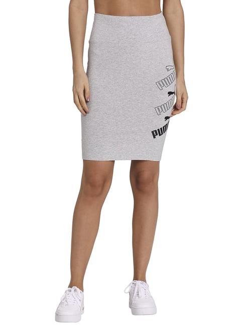 Buy Puma Light Grey Cotton Printed Pencil Skirt for Women Online