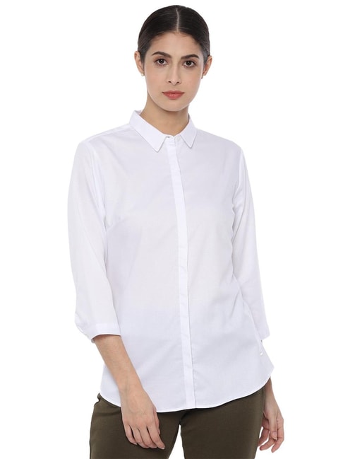 Van Heusen White Textured Shirt Price in India