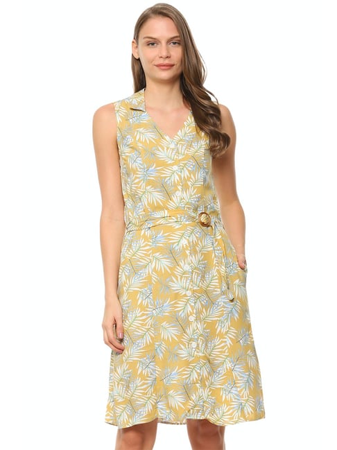 Van Heusen Yellow Floral Print Dress Price in India
