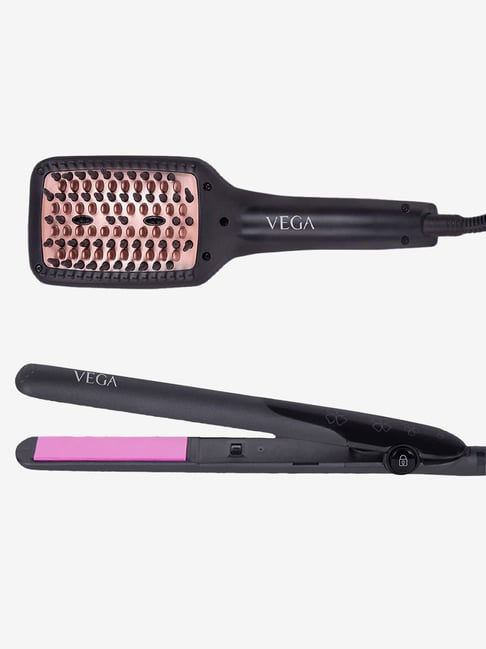 Vega X-Look Paddle VHSB-02 Straightening Brush & Adore VHSH-18 Hair Straightener Combo (Multicolor)