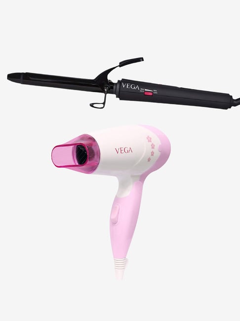 Vega Smooth Curl VHCH-03 Hair Curler & Insta Glam VHDH-20 Hair Dryer Combo (Multicolor)