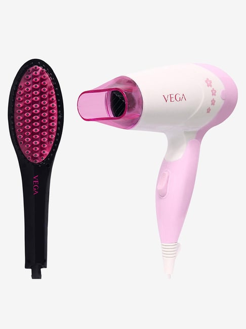 Vega X-Glam VHSB-01 Hair Straightening Brush & Insta Glam VHDH-20 Hair Dryer Combo (Multicolor)