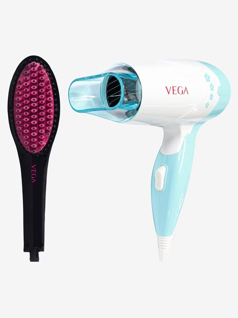 Vega X-Glam VHSB-01 Hair Straightening Brush & Insta Glam VHDH-20N Hair Dryer Combo (Multicolor)