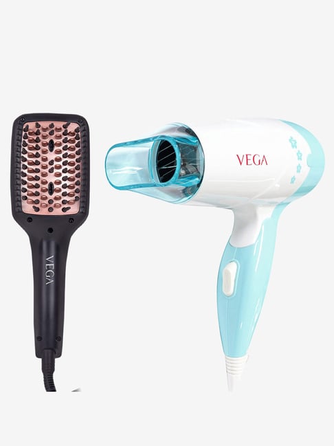 Vega X-Look Paddle VHSB-02 Straightening Brush & Insta Glam VHDH-20N Hair Dryer Combo (Multicolor)