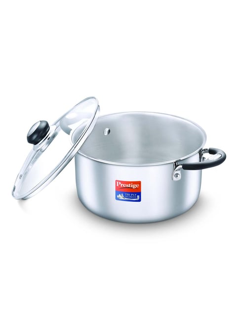 Prestige Tri Ply Splendor Silver Stainless Steel 240 mm Casserole with Lid (5500 ml) - Set of 1