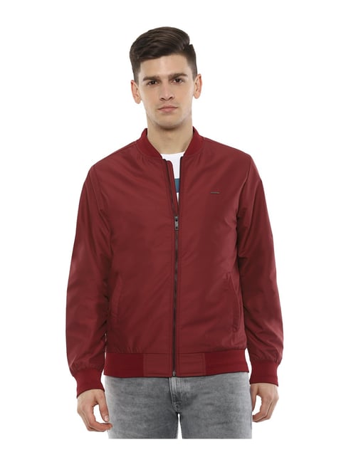 Mandarin Collar Van Heusen Maroon Jacket Buy Van Heusen Red