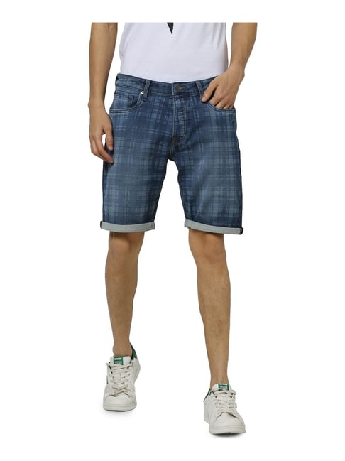 Jack & Jones Blue Regular Fit Checks Shorts