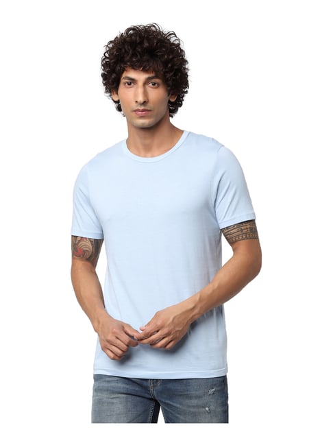 Jack & Jones Light Blue Cotton Slim Fit T-Shirt