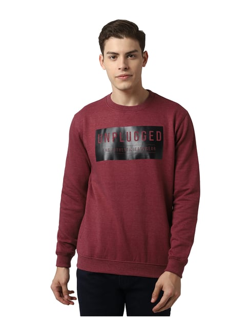 Peter England Maroon Round Neck Sweatshirt