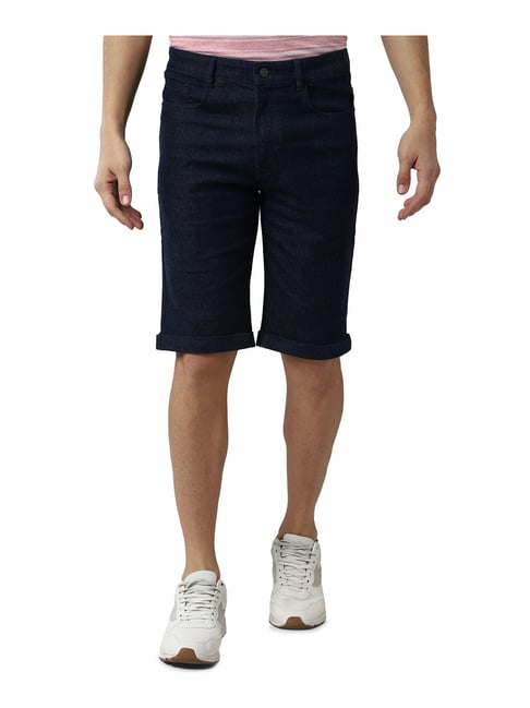 Peter England Navy Denim Shorts-picture-33