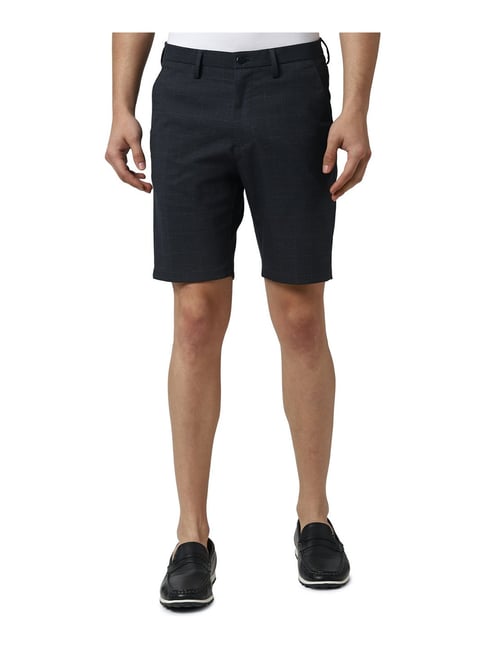 Peter England Black Check Shorts-picture-36