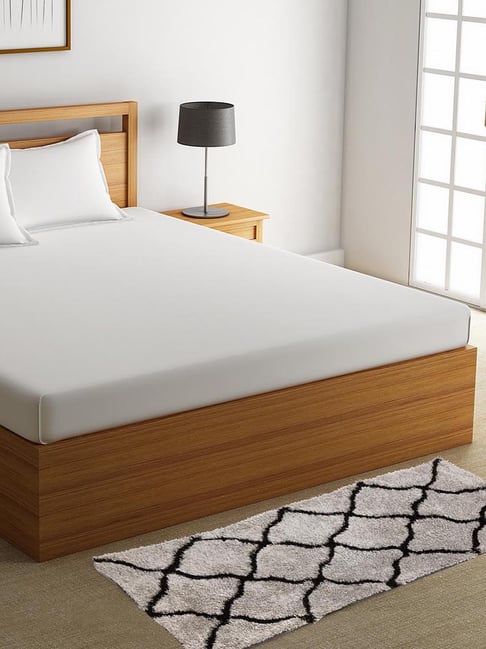 HOSTA HOMES Grey Polyester Shaggy Fur Bed Side Runner - Set of 1