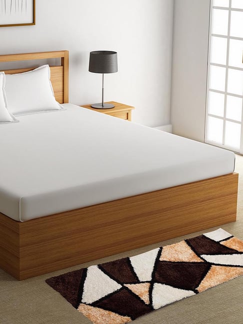 HOSTA HOMES Multicolor Polyester Shaggy Fur Bed Side Runner - Set of 1