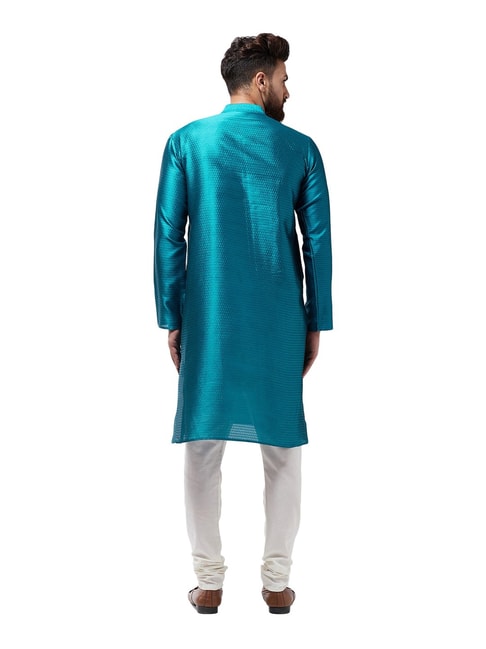 Buy Sojanya Peacock Blue Textured Kurta Set for Men Online @ Tata CLiQ