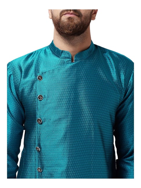 Buy Sojanya Peacock Blue Textured Kurta Set for Men Online @ Tata CLiQ