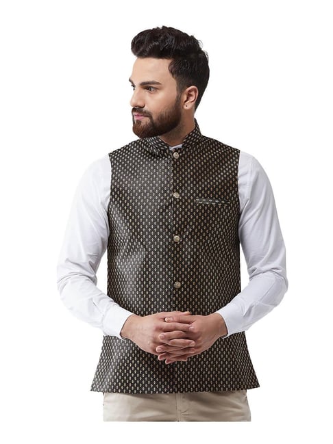 Buy Black & Dark Gold 2-Piece Ethnic Suit for Men by SOJANYA Online |  Ajio.com