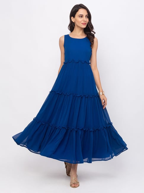 ARYANE1604 Women A-line Blue Dress - Buy ARYANE1604 Women A-line Blue Dress  Online at Best Prices in India | Flipkart.com