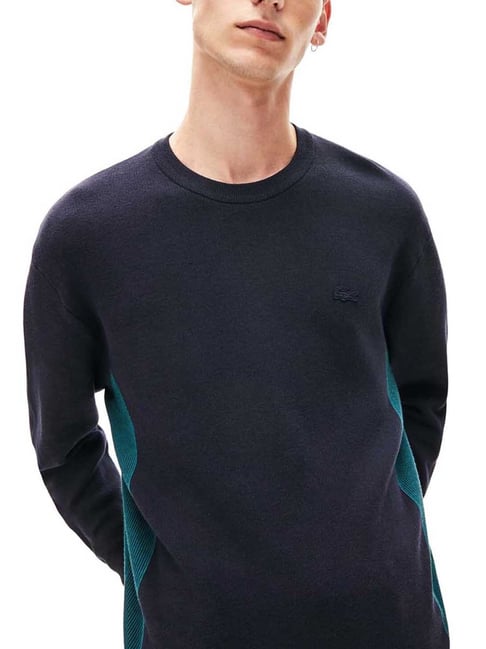 Buy Lacoste Navy Contrast Effects Knit Sweater for Men Online
