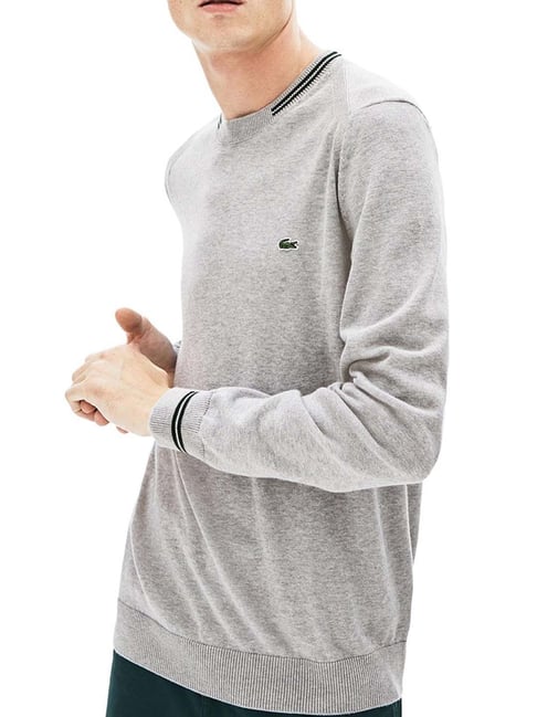 Lacoste Grey Crew Neck Sweater Buy Lacoste Grey Cotton Crew Neck
