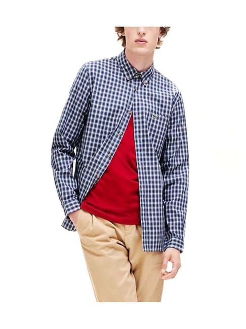 Buy Lacoste Multi Regular Fit Oxford Cotton Checked Shirt for Men