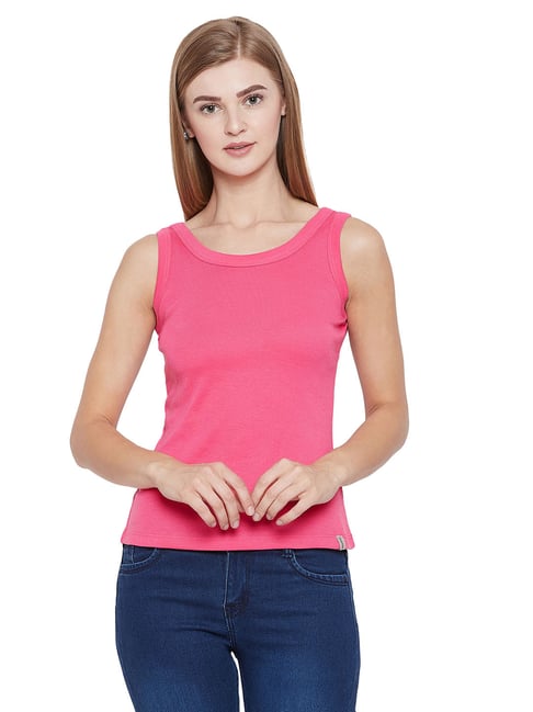 Amante Solid High Coverage Sleeveless Camisole - Pink