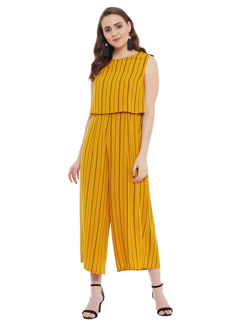 Buy MADAME Mustard Striped Jumpsuit for Women Online @ Tata CLiQ