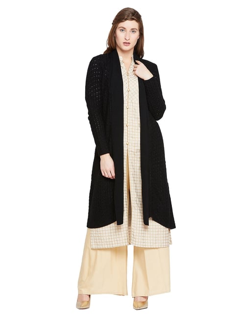 Buy MADAME Black Knit Longline Shrug for Women Online Tata CLiQ