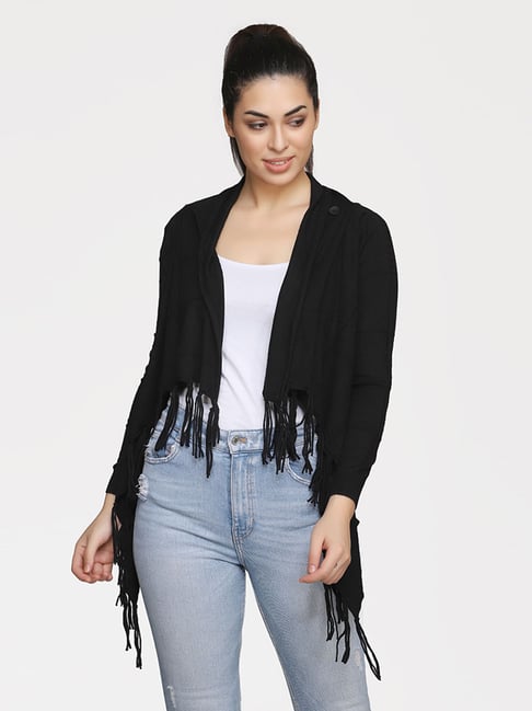 Buy MADAME Black Full Sleeves Shrug for Women Online Tata CLiQ