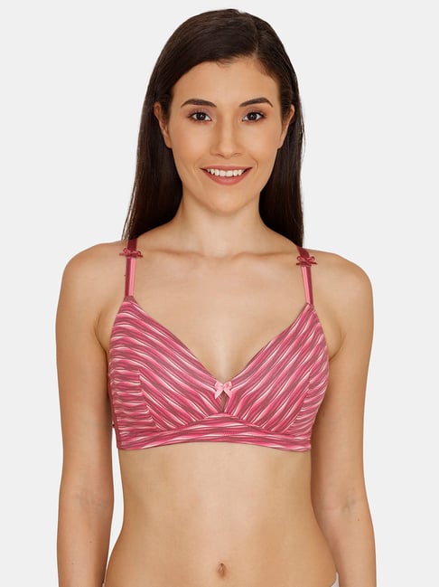 Zivame Maroon & Pink Non Wired Non Padded T-Shirt Bra Price in India