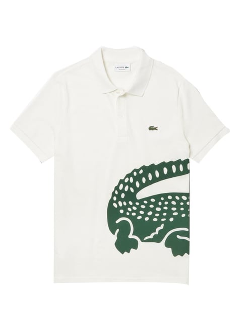 Buy Lacoste White Oversized Crocodile Logo Polo T-Shirt for Men