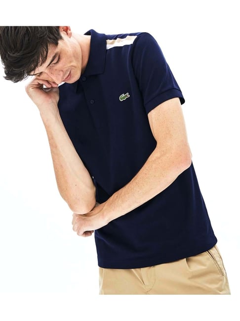 Lacoste Navy Slim Fit Stretch Mini Pique Polo T-Shirt
