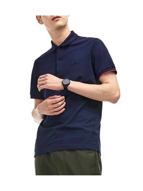Buy Lacoste Navy Blue Regular Fit Polo T-Shirt for Men Online