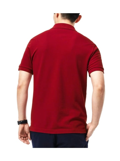 lacoste maroon t shirt