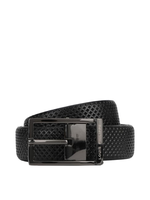 Buy Louis Philippe Black Textured Wide Belt for Men at Best Price