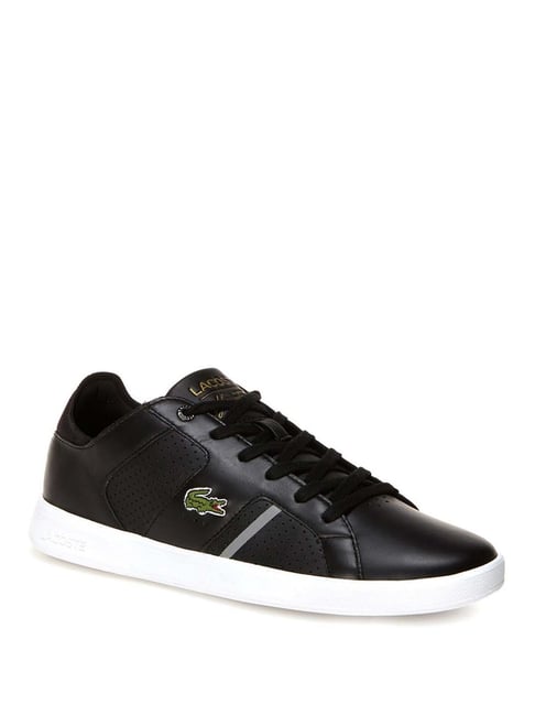 Lacoste black leather store trainers