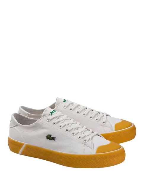Buy Lacoste White Gripshot Textured Canvas And Synthetic Sneakers