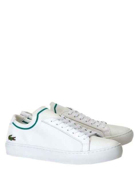 Lacoste White Green La Piquee Textile Trainer Sneakers
