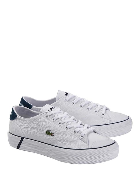 Buy Lacoste White Gripshot Leather And Suede Sneakers for Men