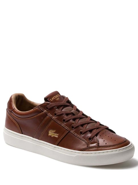 Lacoste brown leather outlet shoes