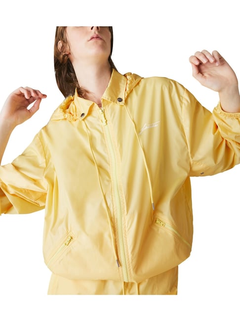 Lacoste Yellow LIVE Lightweight Collapsible Zip Regular Fit Rain Jacket
