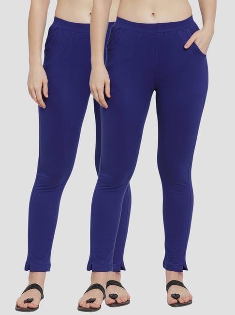 Buy TAG 7 Blue & Orange Cotton Leggings - Pack Of 2 for Women Online @ Tata  CLiQ
